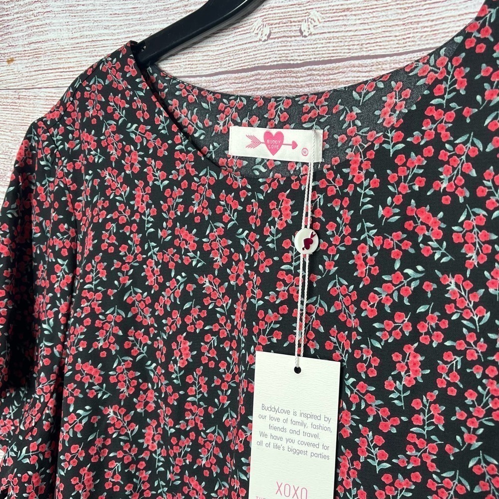 Buddy Love Joey Floral Blouse Short Sleeve Top New Size Medium - Picture 7 of 9